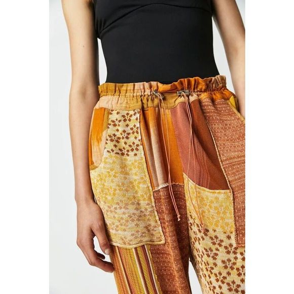 NWT FREE PEOPLE Camille Patchwork Pants Size -Large - Picture 3 of 9